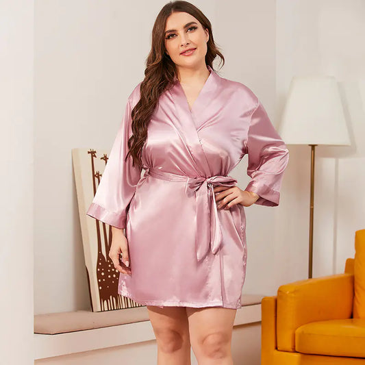 Plus Size Silk Robe for Women