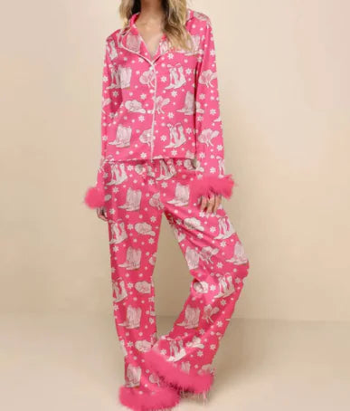 Holiday Satin Long Sleeve Pajama Set