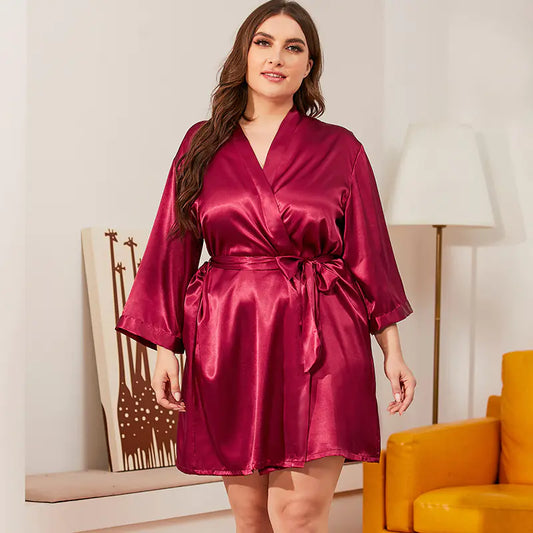 Plus Size Silk Robe for Women