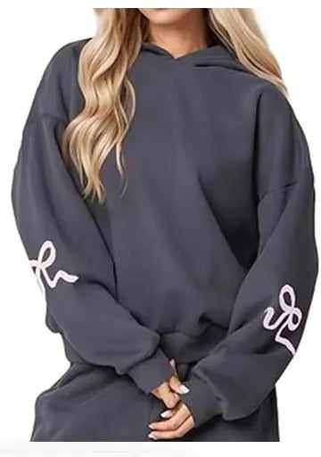 Bow Embroidered Sweatshirt Hoodie