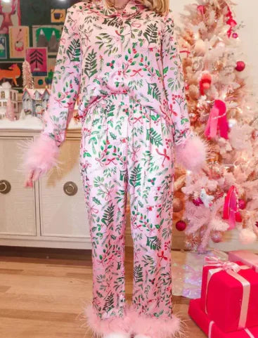 Holiday Satin Long Sleeve Pajama Set